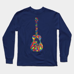 Concert Style Acoustic Guitar Colorful Texture Long Sleeve T-Shirt